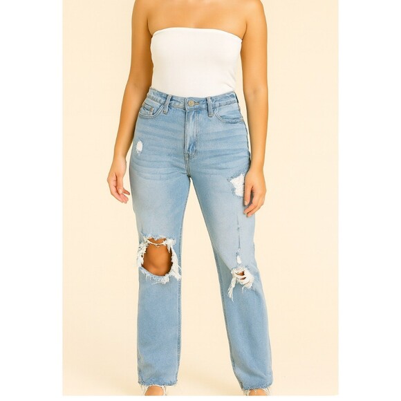 Denim - YMI jeans Dream authentic denim wide leg raw hem distressed SZ 3 26" pants